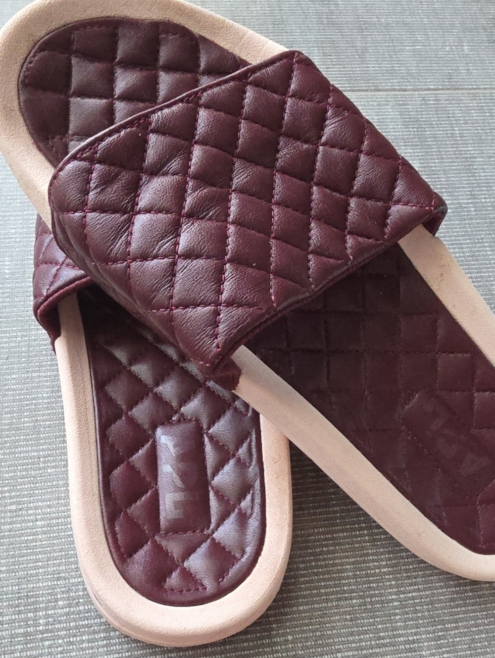 APL Quilted Burgundy Slide Sandals for Women